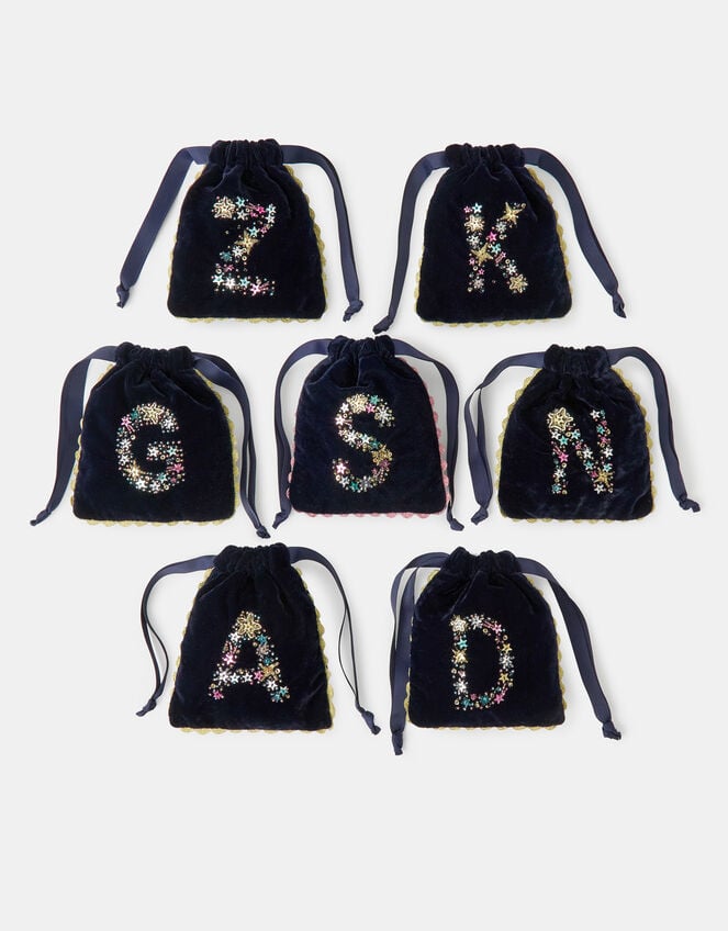 Initial Velvet Drawstring Pouch, Multi (MULTI), large