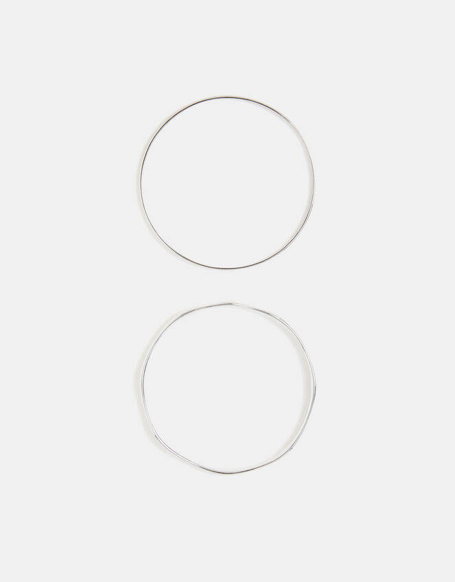 2-Pack Sterling Silver-Plated Bangles, , large