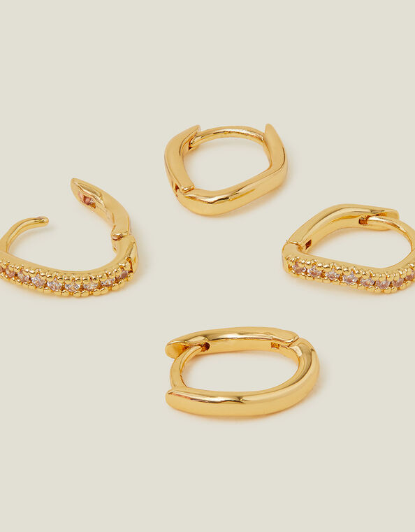 2-Pack 14ct Gold-Plated Molten Hoops, , large