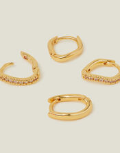 2-Pack 14ct Gold-Plated Molten Hoops, , large