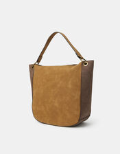 Patchwork Faux Suede Shoulder Bag, , large