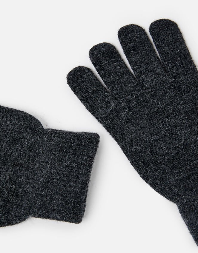 Super-Stretch Knit Gloves, Grey (GREY), large