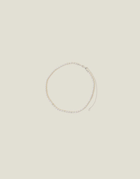 Sterling Silver Seed Pearl Necklace, , large