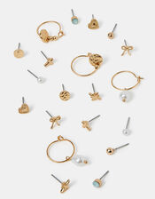 10-Pack Pearl Charm Stud & Hoop Earrings, , large