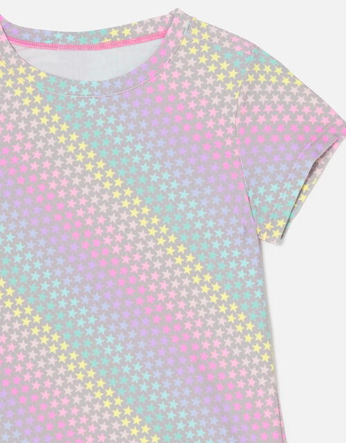 Girls Star Print T-Shirt, Multi (BRIGHTS-MULTI), large