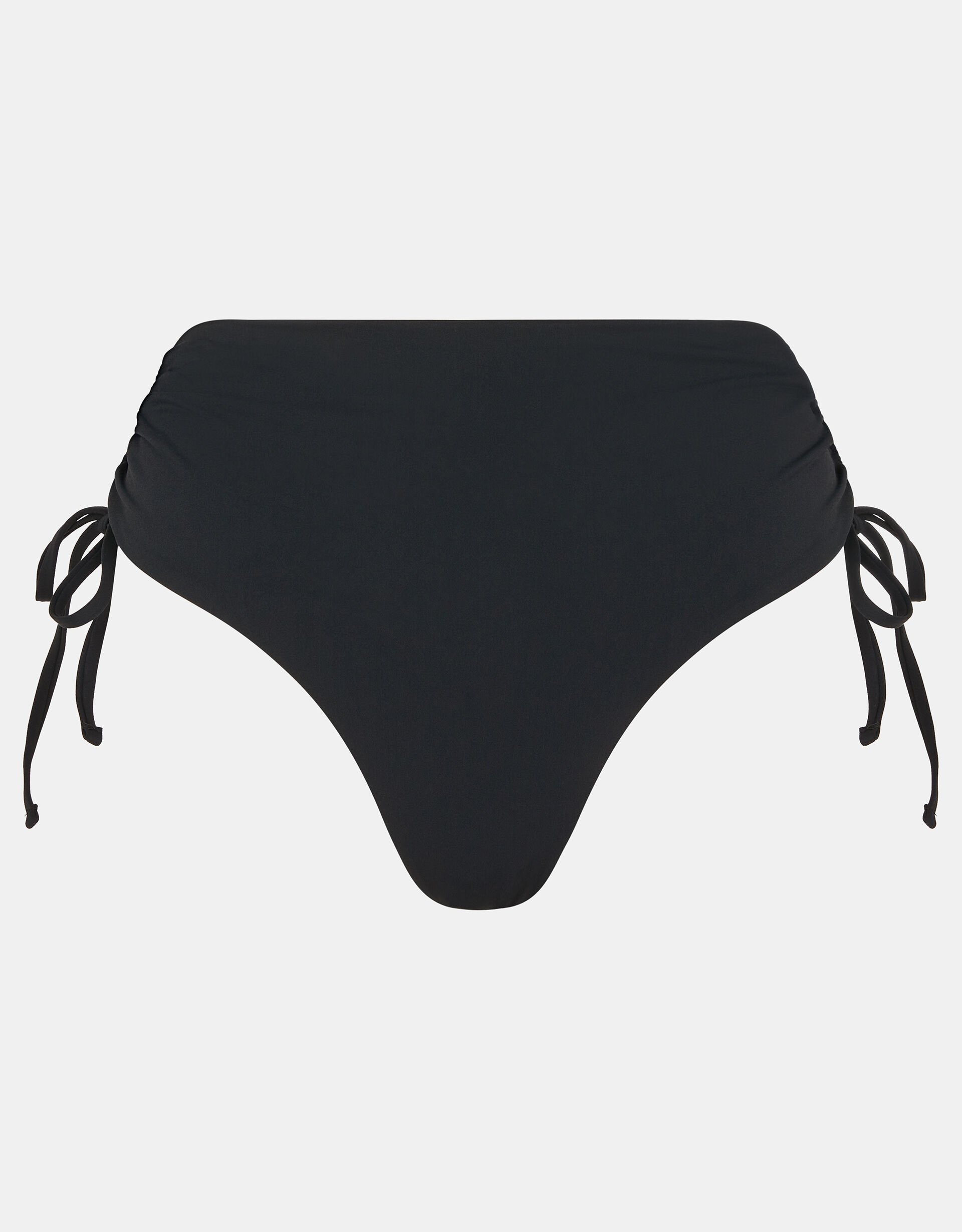 Tie High Waist Shaping Bikini Bottom, Black (BLACK), large