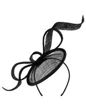 Bow Disc Fascinator, Black (BLACK), large