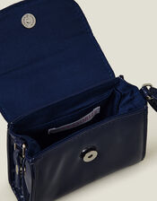 Girls Patent Diamante Bow Bag, Blue (NAVY), large