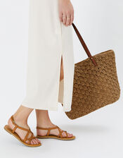 Tuscan Leather Plaited Sandals, Tan (TAN), large