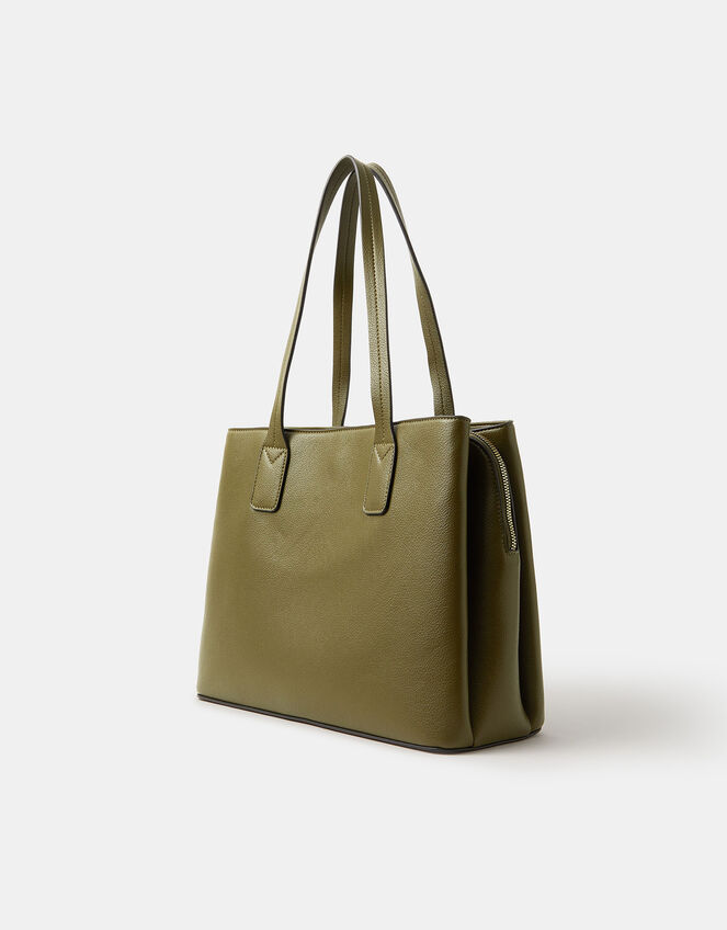 Webbing Strap Faux Leather Shoulder Bag, Green (OLIVE), large