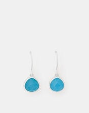 Sterling Silver-Plated Blue Quartz Drop Earrings, , large