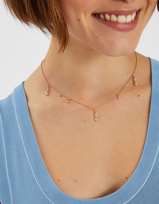 Pineapple Charm Station Necklace, , large