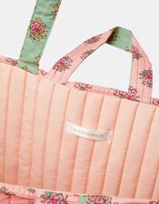 Floral Block Print Quilted Shopper Bag, , large