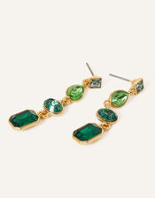 Eclectic Gem Long Drop Earrings, Green (GREEN), large