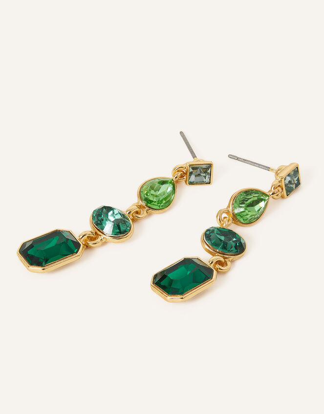 Eclectic Gem Long Drop Earrings, Green (GREEN), large