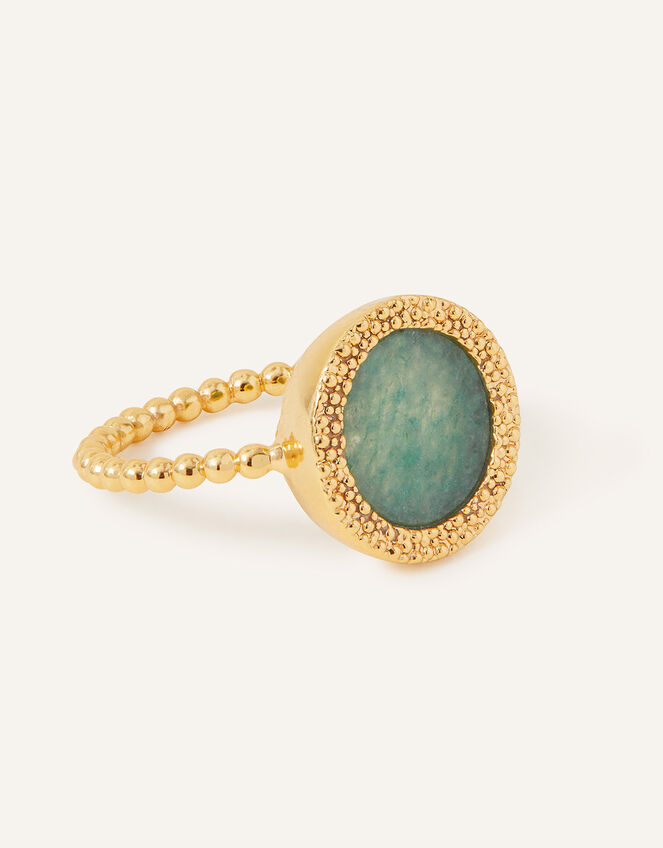 14ct Gold-Plated Aventurine Bobble Ring, Green (GREEN), large