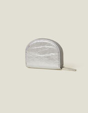 Metallic Crescent Coin Purse, Silver (SILVER), large