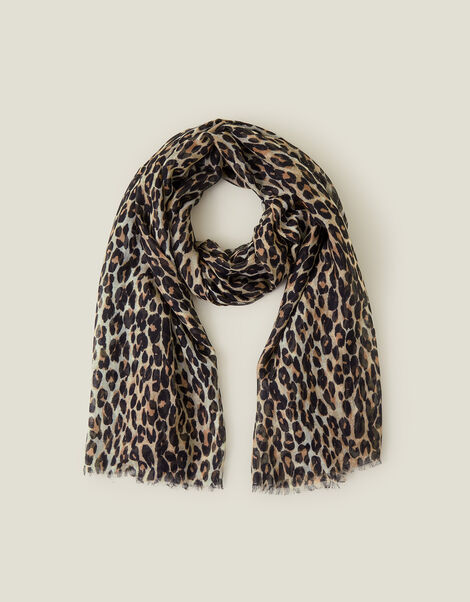 Lightweight Leopard Print Scarf, , large