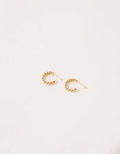 Gold-Plated Twist Mini Hoops, , large