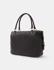 Double Zip Front Shoulder Bag, Black (BLACK), large