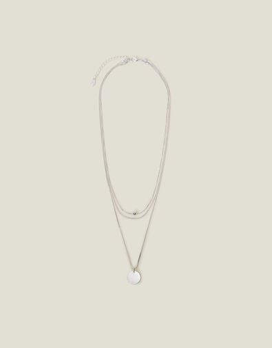 Disc Layered Pendant Necklace, , large