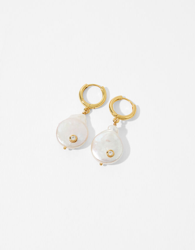Gold-Plated Freshwater Pearl Drop Earrings, , large