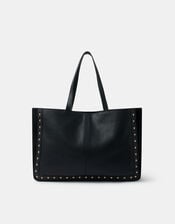 Stud Leather Shopper Bag, , large