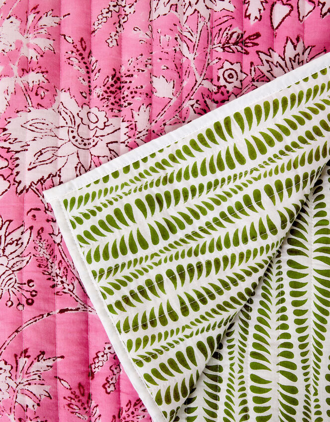 Block Print Quilted Throw Blanket, , large