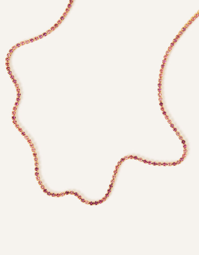 14ct Gold-Plated Tennis Necklace, , large