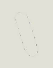 Sterling Silver-Plated Long Beaded Necklace, , large