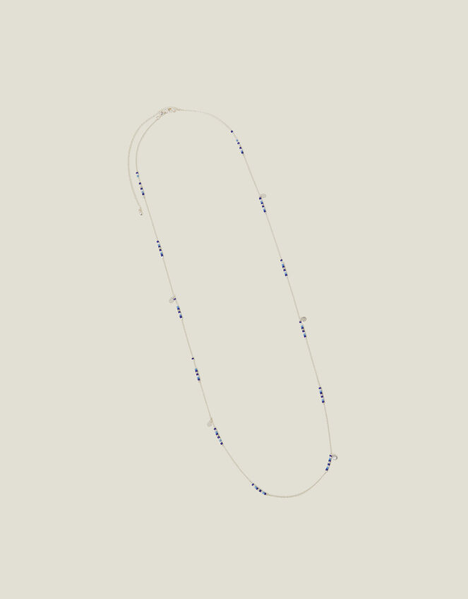 Sterling Silver-Plated Long Beaded Necklace, , large