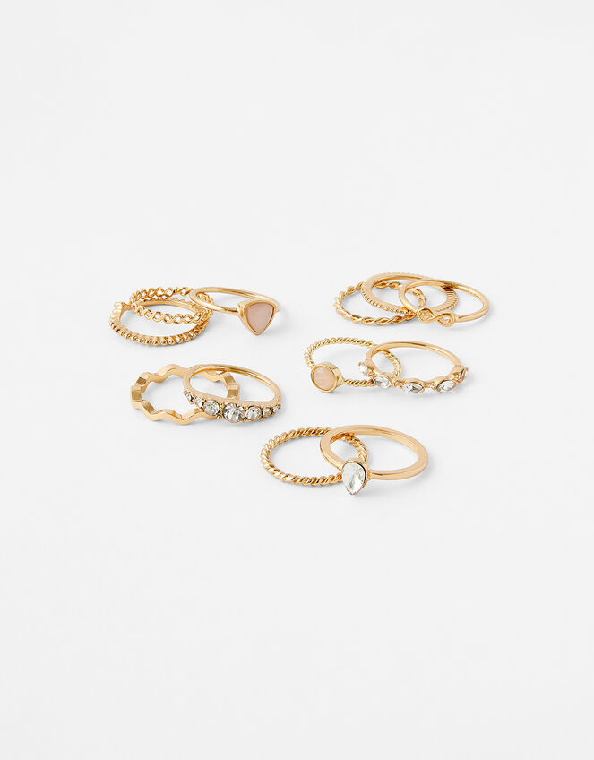 Stone and Sparkle Ring Multipack, Gold (GOLD), large