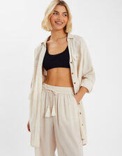 Long Sleeve Shirt Beach Cover-Up, Camel (BEIGE), large