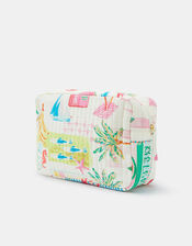 Summer Print Quilted Makeup Bag, , large
