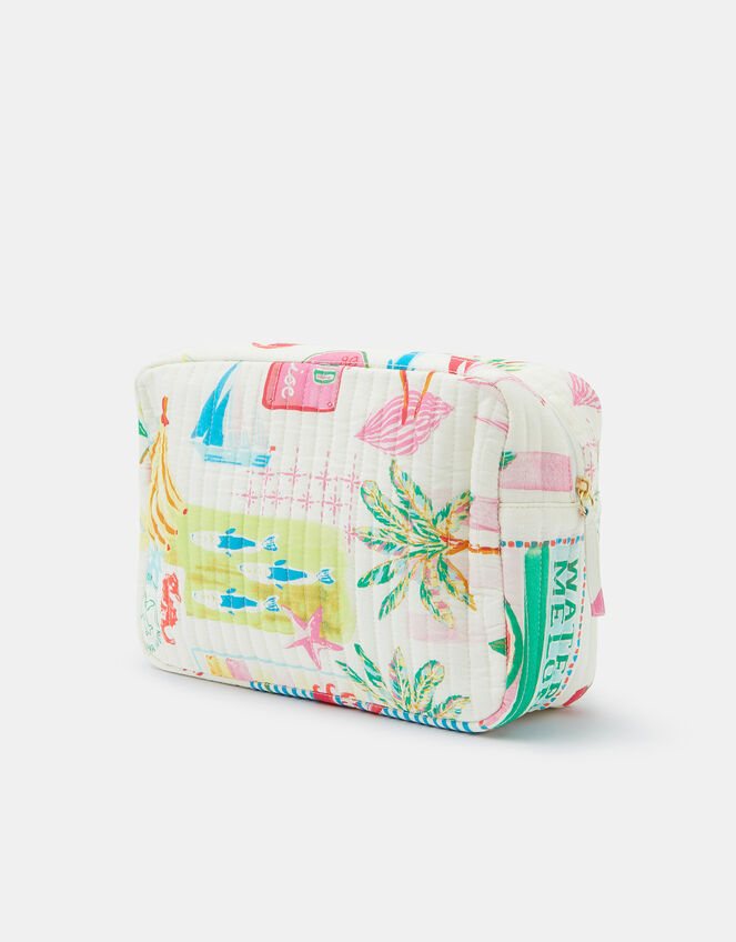 Summer Print Quilted Makeup Bag, , large