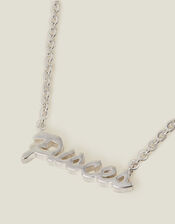 Sterling Silver-Plated Script Star Sign Necklace, Silver (ST SILVER), large