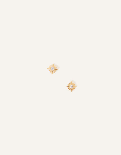 14ct Gold-Plated Crystal Star Earrings, , large