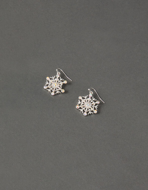 Crystal Snowflake Short Drop Earrings, , large
