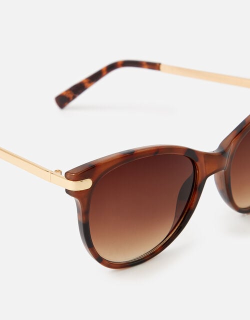Metal Arm Classic Wayfarer Sunglasses , Brown (TORT), large