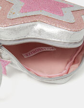 Girls Metallic Star Crossbody Bag, , large