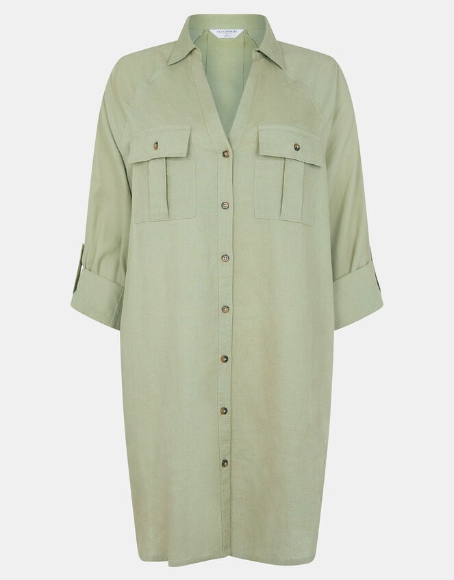 Long Sleeve Shirt Beach Cover-Up, Green (KHAKI), large