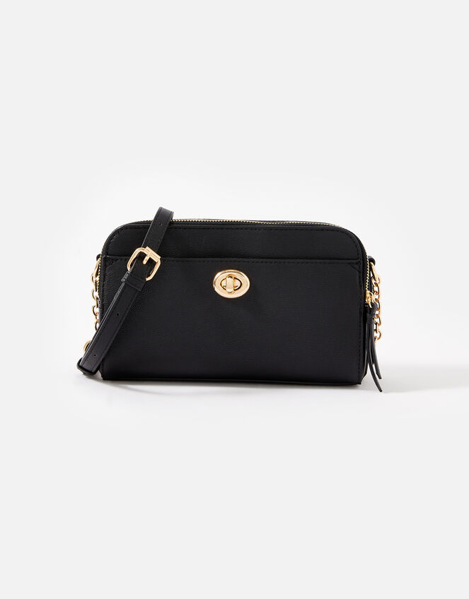 Leona Lock Cross-Body Bag, Black (BLACK), large