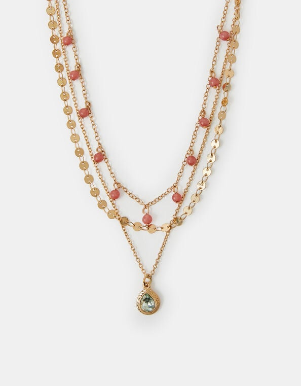 Layered Gem Drop Necklace, , large