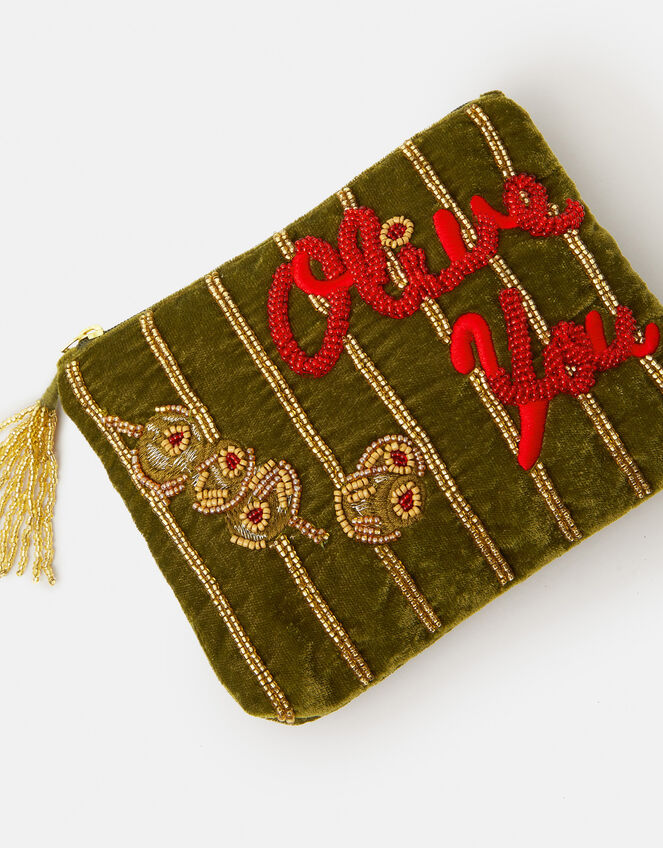 Olive You Velvet Pouch, , large