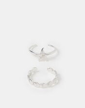 2-Pack Sterling Silver-Plated Shell & Starfish Rings, , large