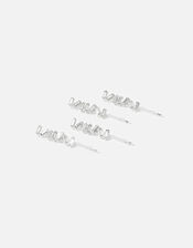 BRIDAL Diamante Baguette Hair Grip Set, , large