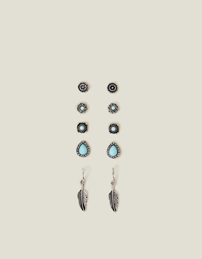 5-Pack Feather Stud Earrings, , large