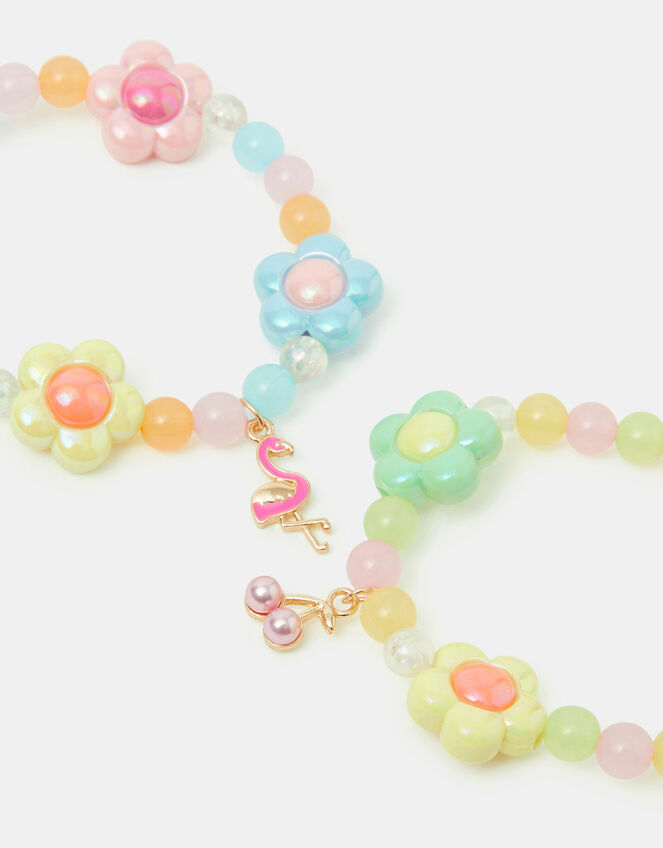2-Pack Girls Flower Bead Bracelets, , large