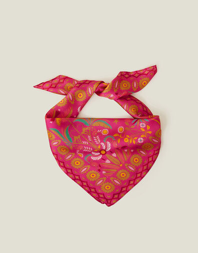 Jaipur Palm Print Satin Square Scarf, , large