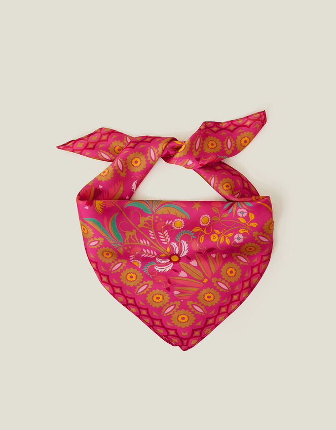 Jaipur Palm Print Satin Square Scarf, , large